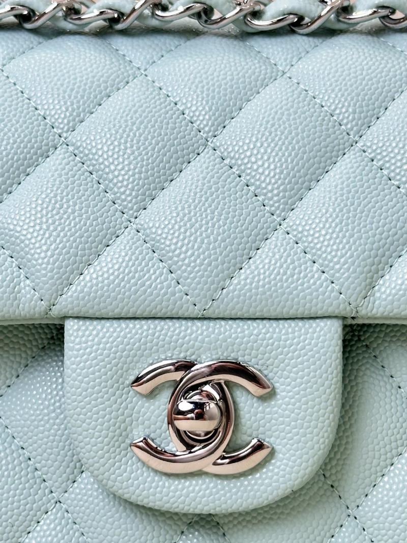 Small Chanel Grained Calfskin Flap Bag A01117 Teal