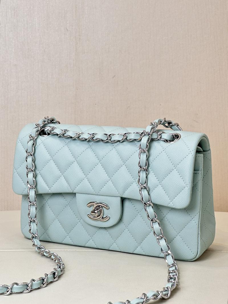 Small Chanel Grained Calfskin Flap Bag A01117 Teal