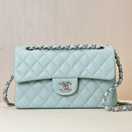 Small Chanel Grained Calfskin Flap Bag A01117 Teal