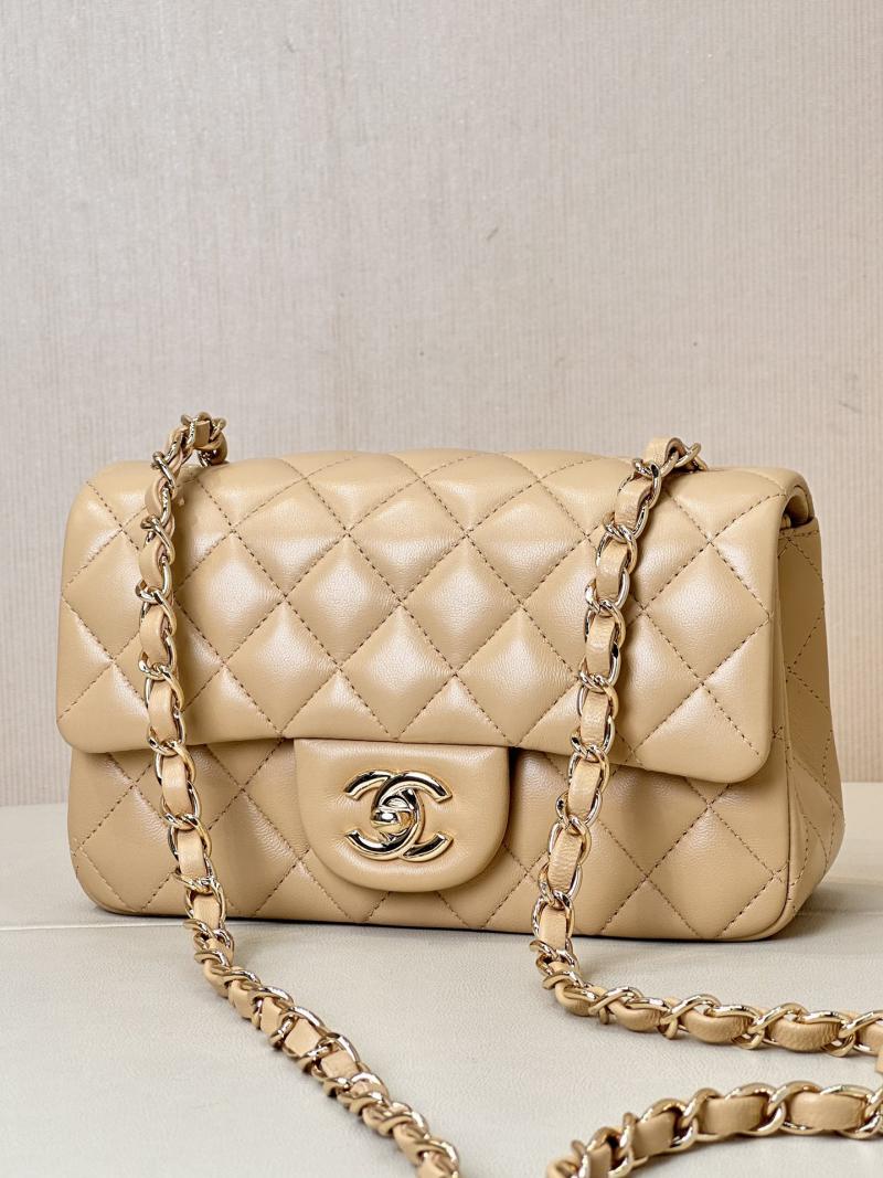 Small Chanel Lambskin Flap Bag Beige A01116