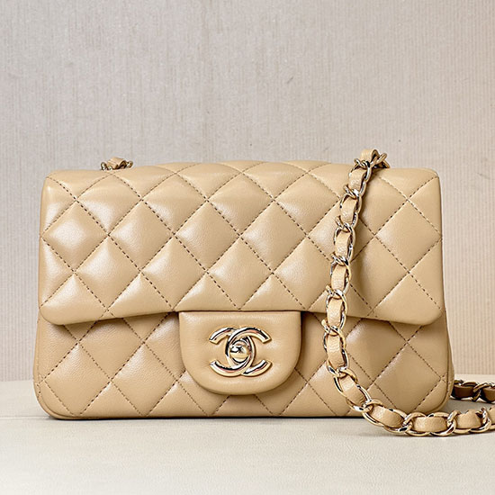 Small Chanel Lambskin Flap Bag Beige A01116