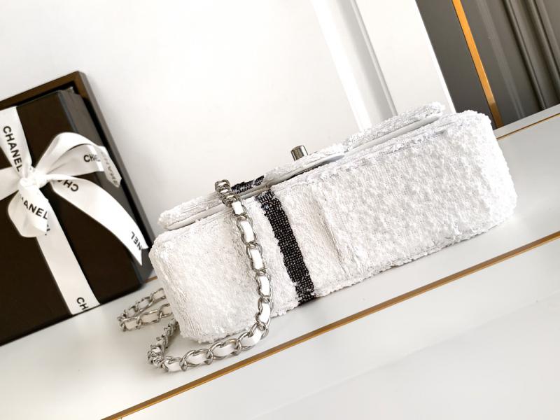 Small Chanel Sequins Flap Bag AS2090 White