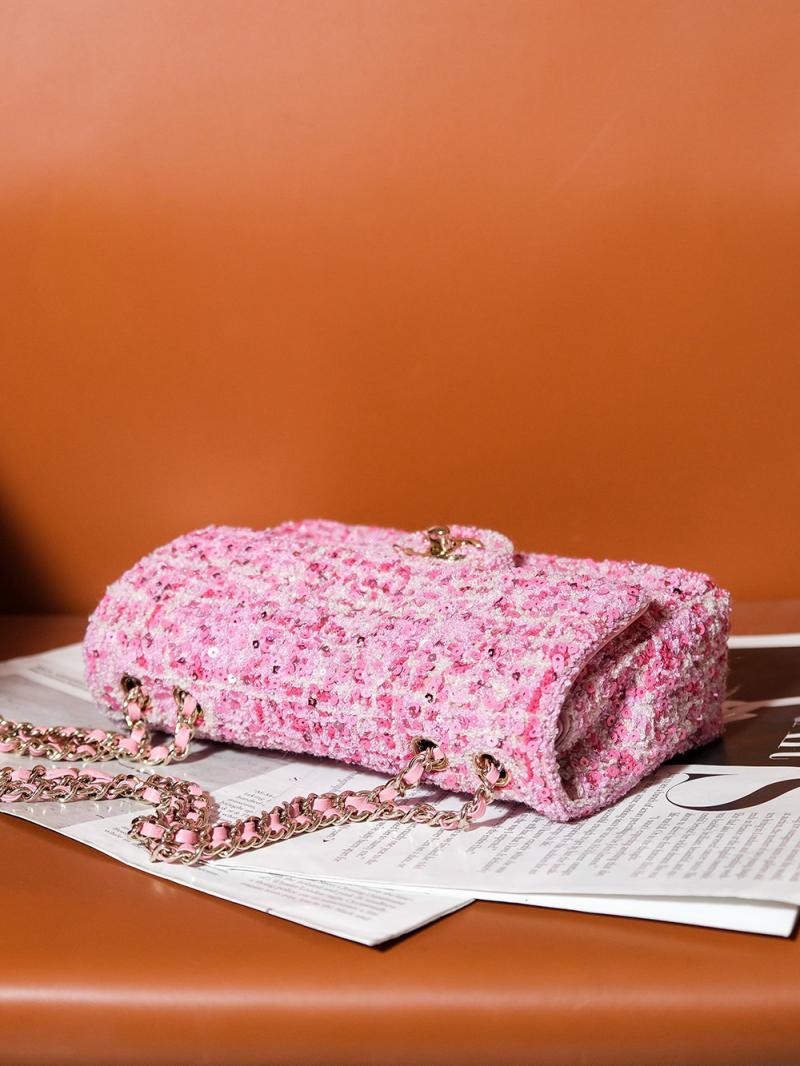 Small Chanel Sequins Tweed Flap Bag CF2420 Pink