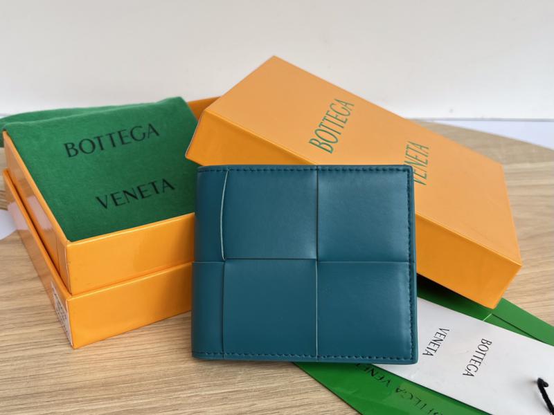 Bottega Veneta Cassette Bi-Fold Wallet 649603 teal green