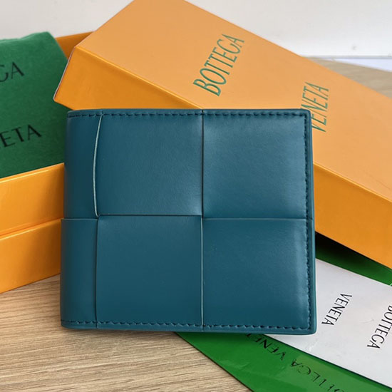 Bottega Veneta Cassette Bi-Fold Wallet 649603 teal green