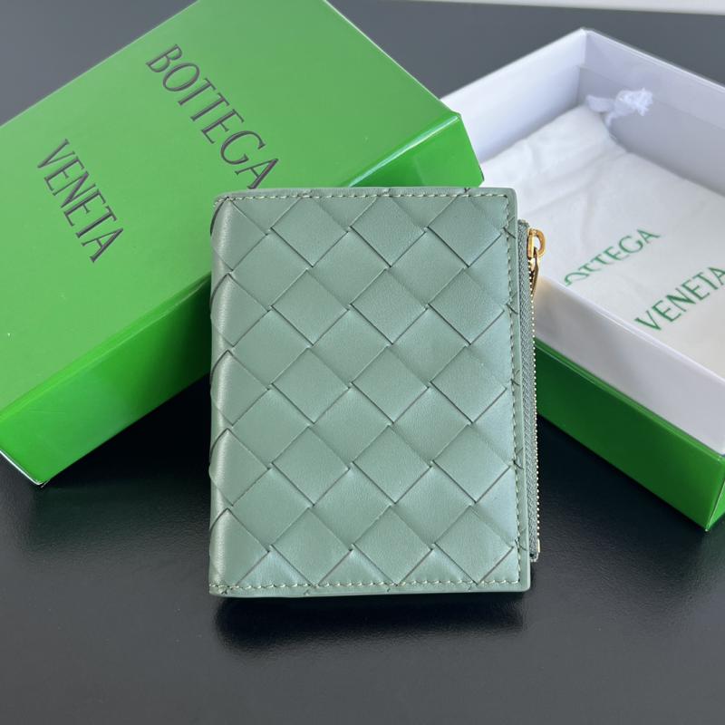 Bottega Veneta Small Intrecciato Bi-Fold Zip Wallet 742330 Dark Green