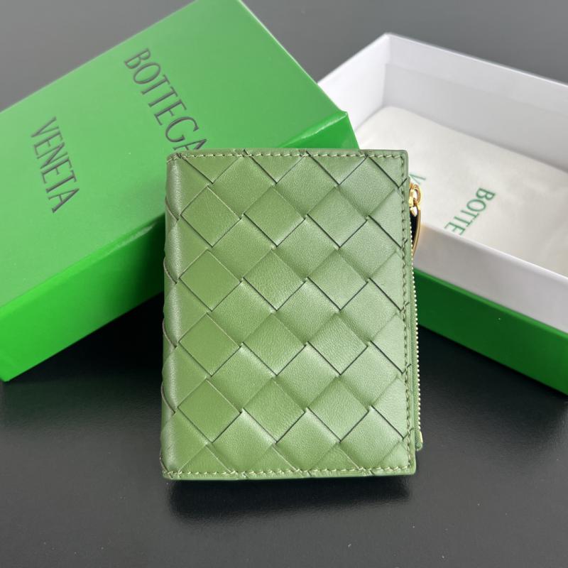 Bottega Veneta Small Intrecciato Bi-Fold Zip Wallet 742330 Green