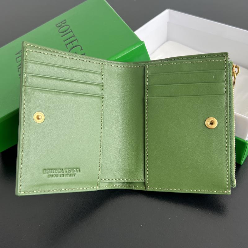 Bottega Veneta Small Intrecciato Bi-Fold Zip Wallet 742330 Green