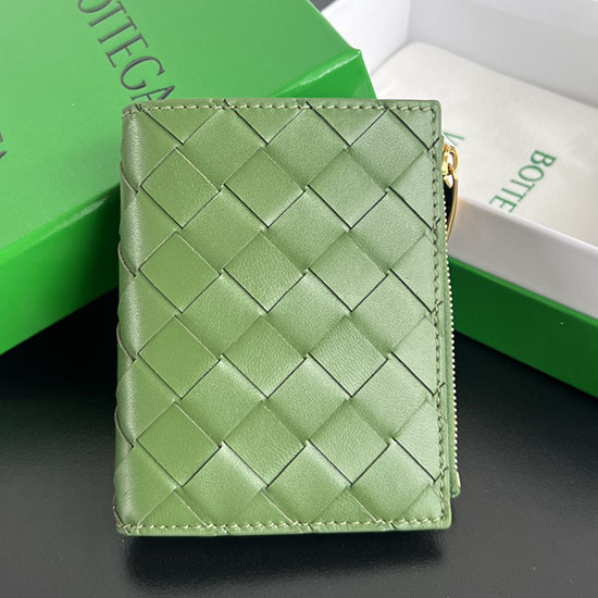 Bottega Veneta Small Intrecciato Bi-Fold Zip Wallet 742330 Green