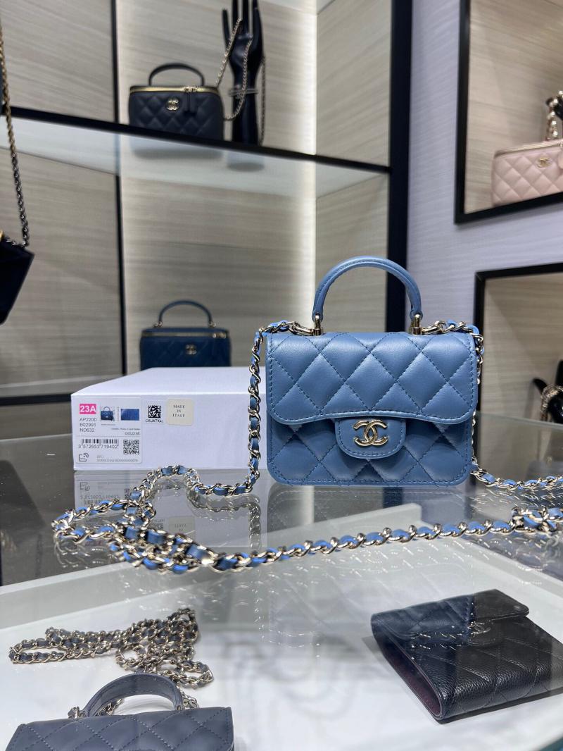 Chanel Flap Coin Purse With Chain AP2200 Blue