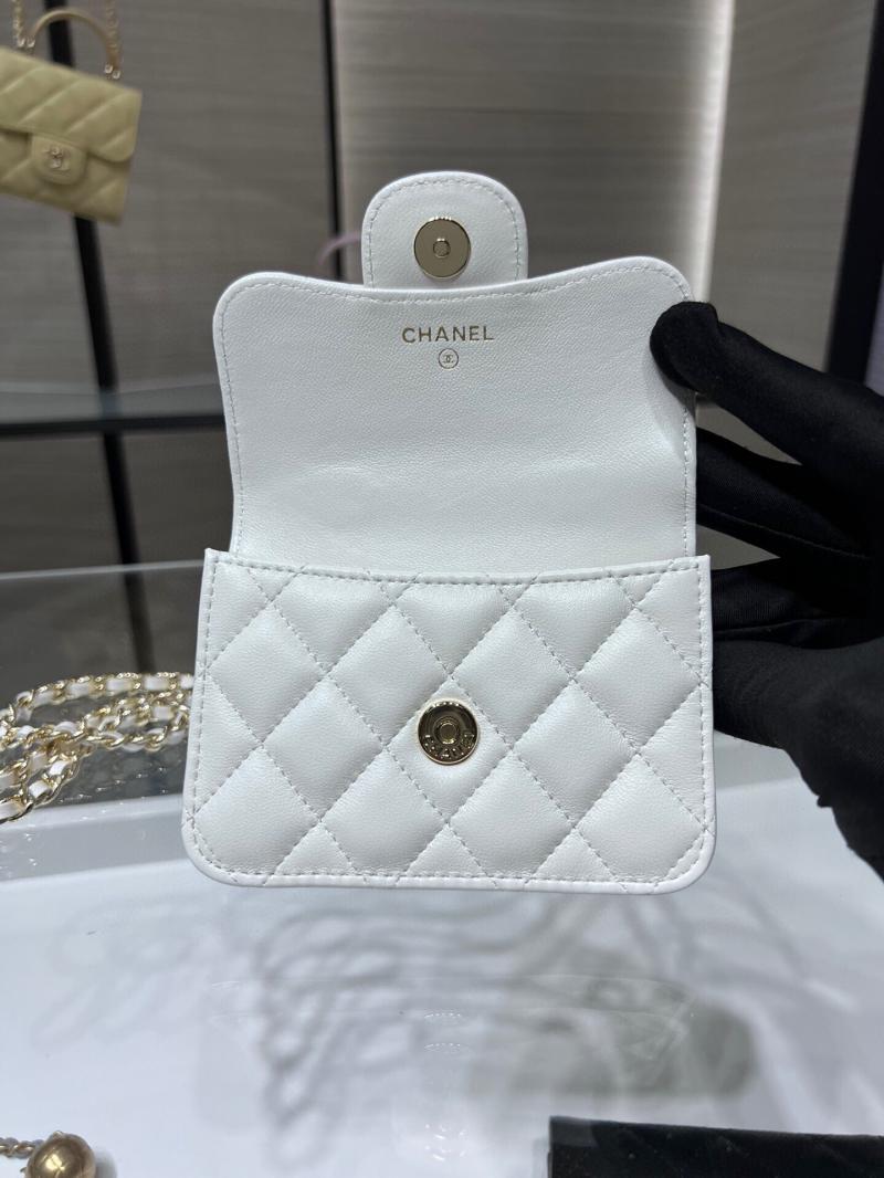 Chanel Flap Coin Purse With Chain AP2200 White