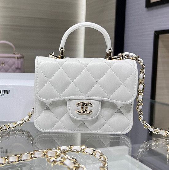 Chanel Flap Coin Purse With Chain AP2200 White