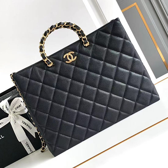 Chanel Grained Calfskin Shopping Bag Black AS4846