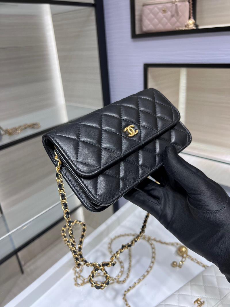 Chanel Lambskin Chain Wallet AP3071 Black