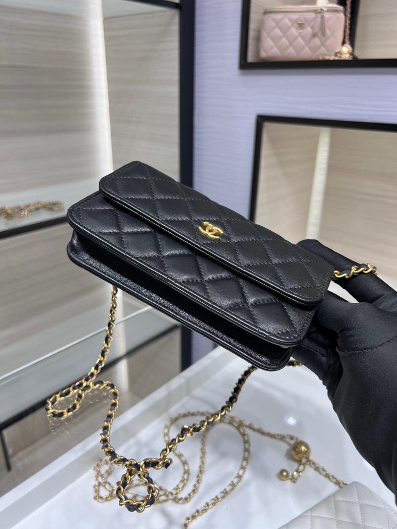 Chanel Lambskin Chain Wallet AP3071 Black