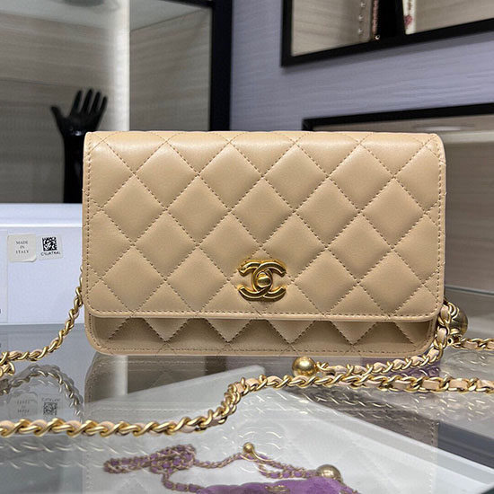 Chanel Lambskin WOC Chain Wallet AP1450 Beige