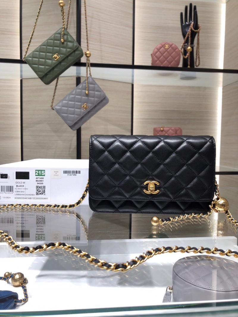 Chanel Lambskin WOC Chain Wallet AP1450 Black