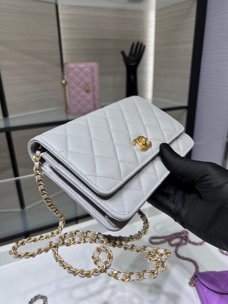 Chanel Lambskin WOC Chain Wallet AP1450 Grey