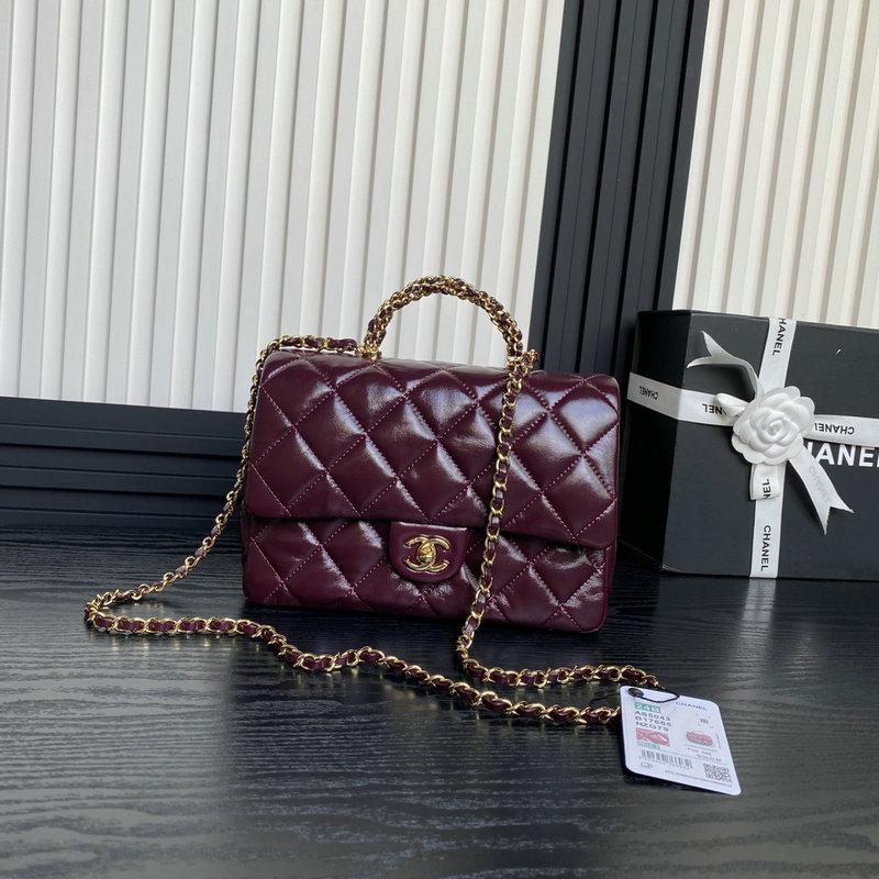 Chanel Mini Flap Bag With Top Handle AS5043 Burgundy