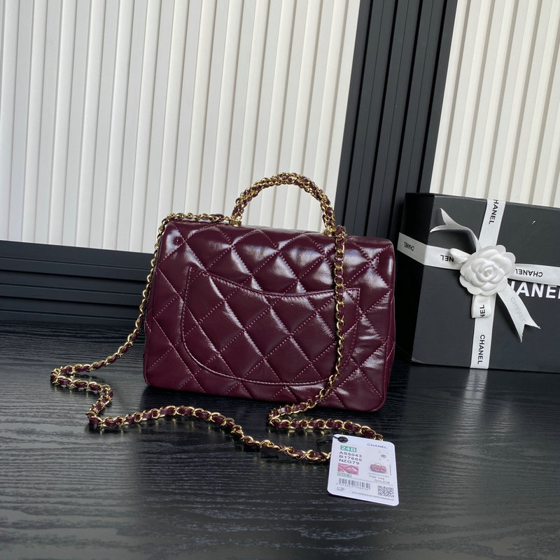 Chanel Mini Flap Bag With Top Handle AS5043 Burgundy