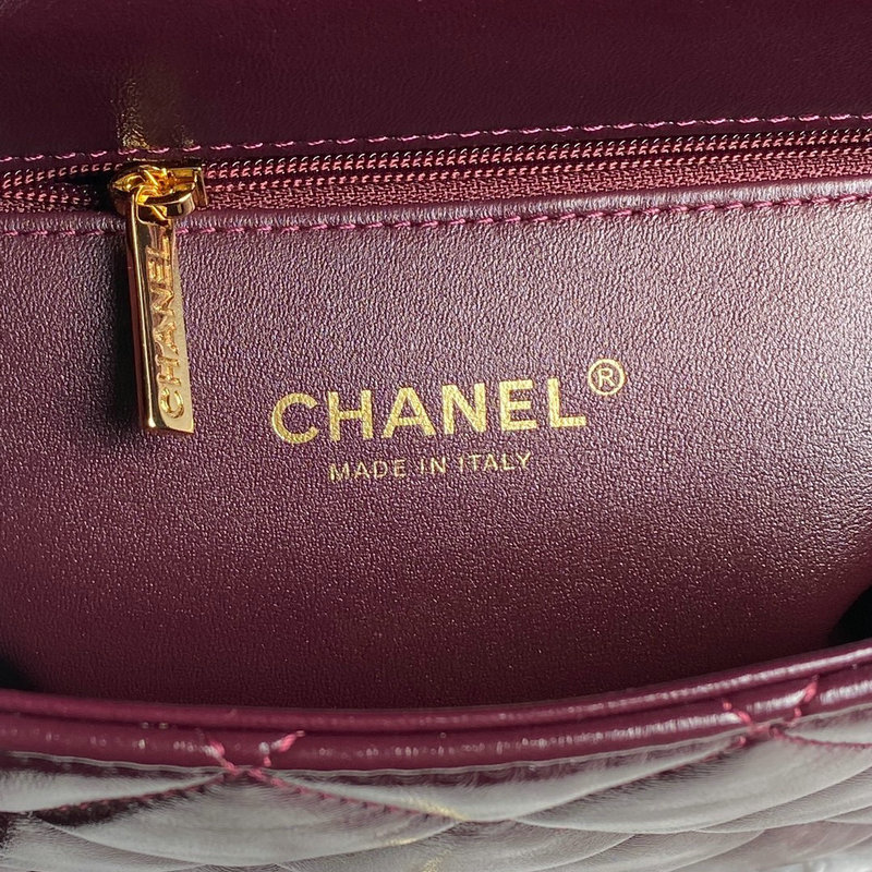 Chanel Mini Flap Bag With Top Handle AS5043 Burgundy