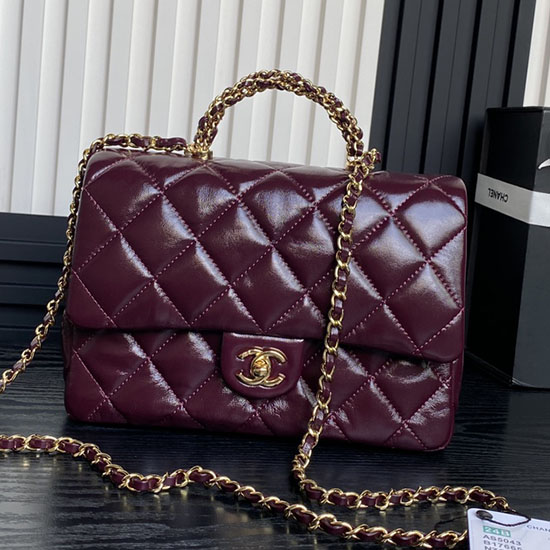 Chanel Mini Flap Bag With Top Handle AS5043 Burgundy