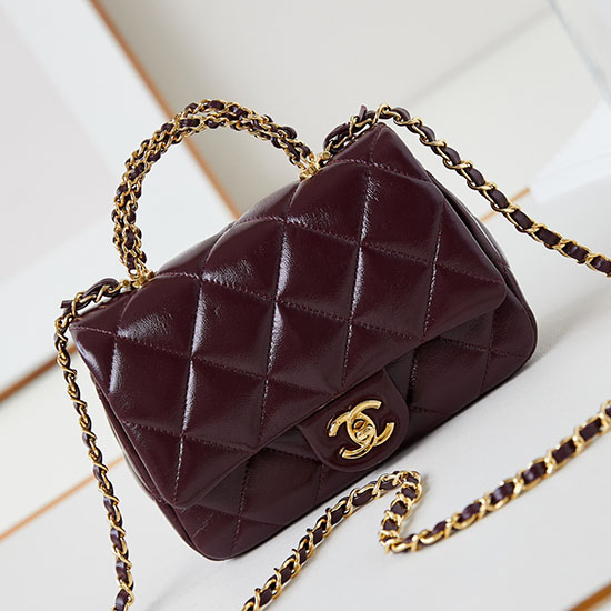 Chanel Mini Flap Bag with Top Handle AS5032 Burgundy