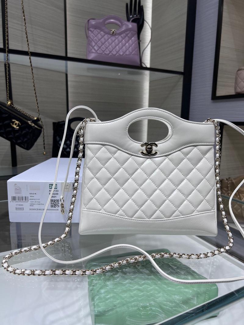 Chanel Shiny Lambskin 31 Mini Shopping Bag AS4133 White