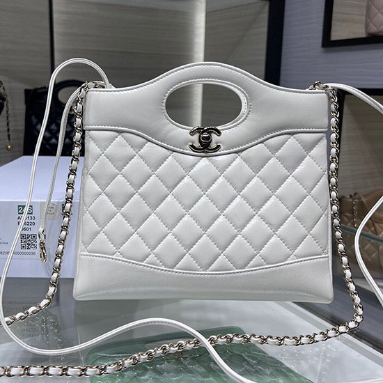 Chanel Shiny Lambskin 31 Mini Shopping Bag AS4133 White