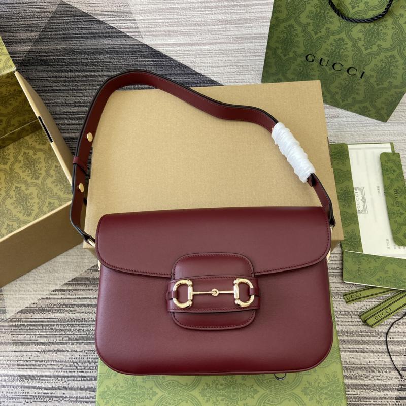 Gucci Horsebit 1955 Leather Small Shoulder Bag 815178 Burgundy