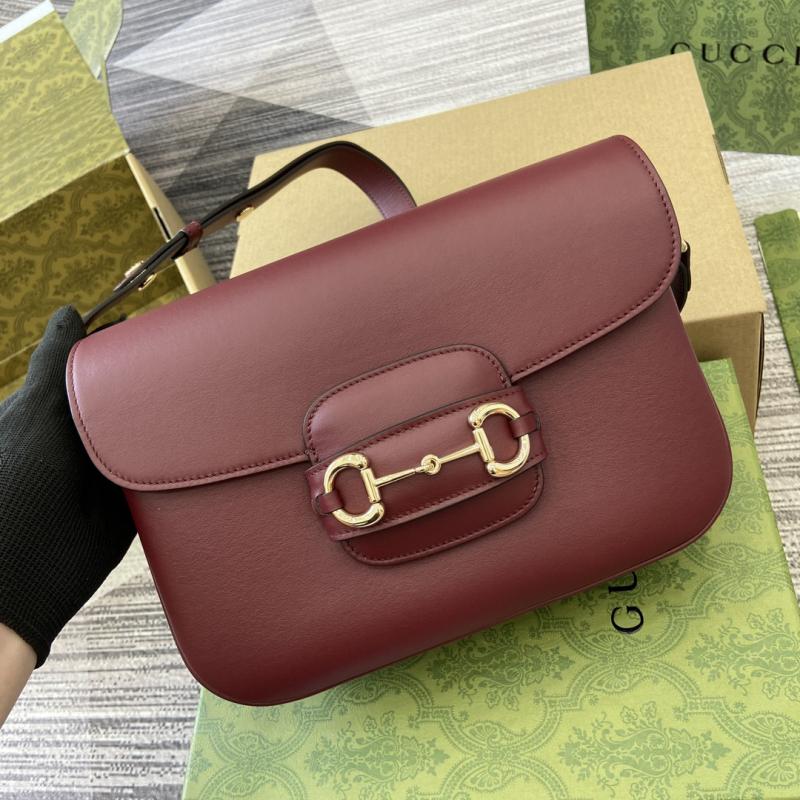 Gucci Horsebit 1955 Leather Small Shoulder Bag 815178 Burgundy