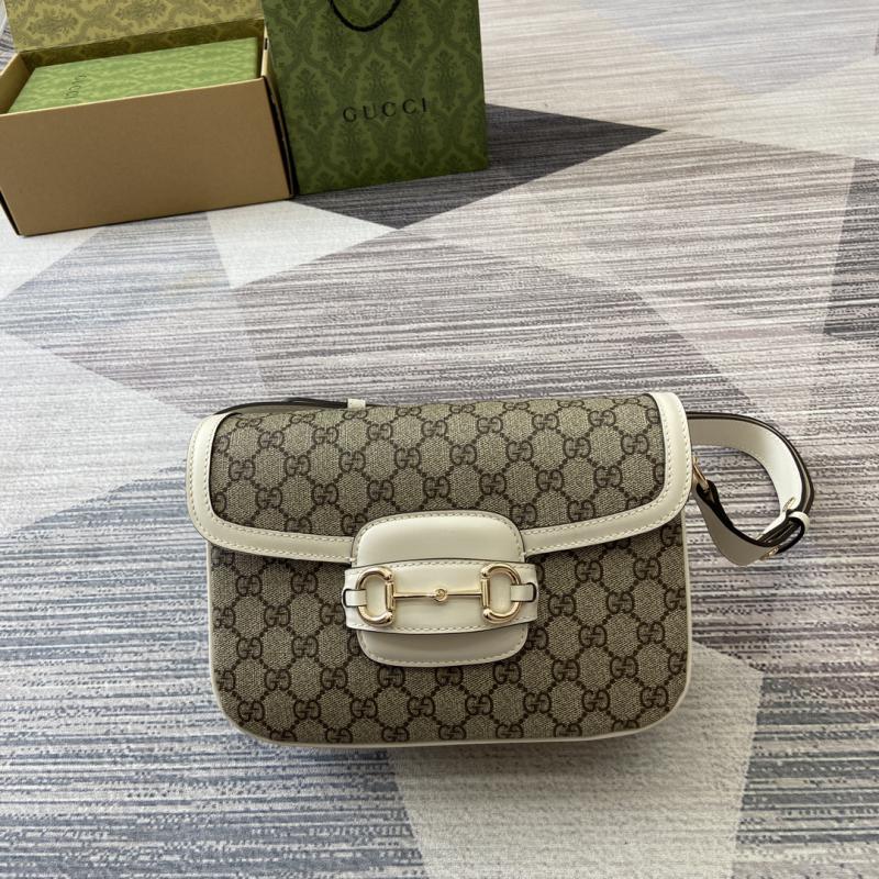 Gucci Horsebit 1955 Small Shoulder Bag 815178 White