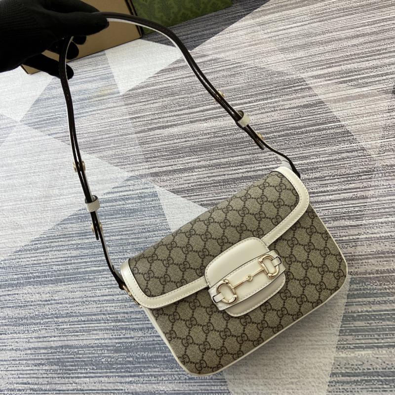 Gucci Horsebit 1955 Small Shoulder Bag 815178 White