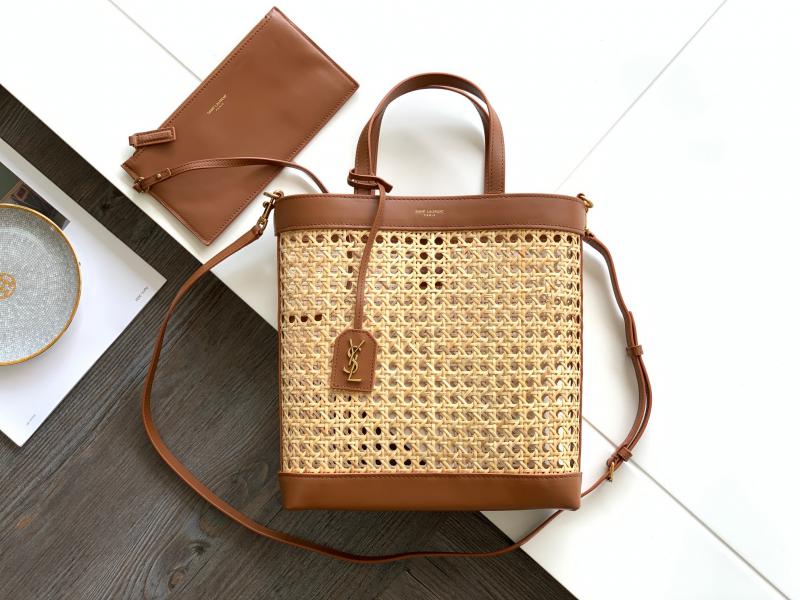 Saint Laurent Toy Woven Shopping Tote Bag 655161 Brown