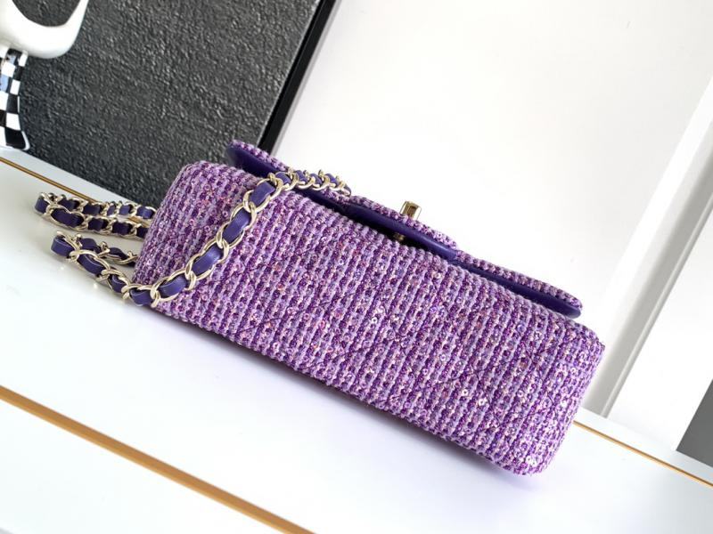 Small Chanel Sequins Tweed Flap Bag CF2420 Purple