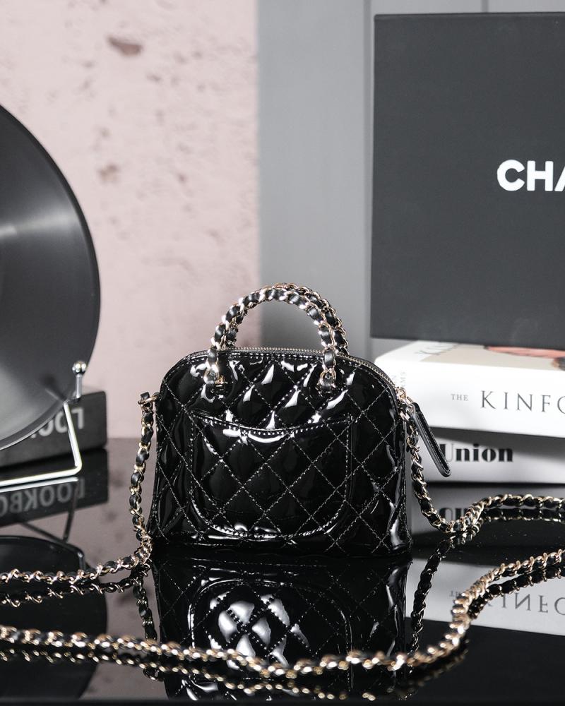 Chanel Patent Leather Mini Tote Black AS3354