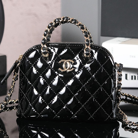 Chanel Patent Leather Mini Tote Black AS3354