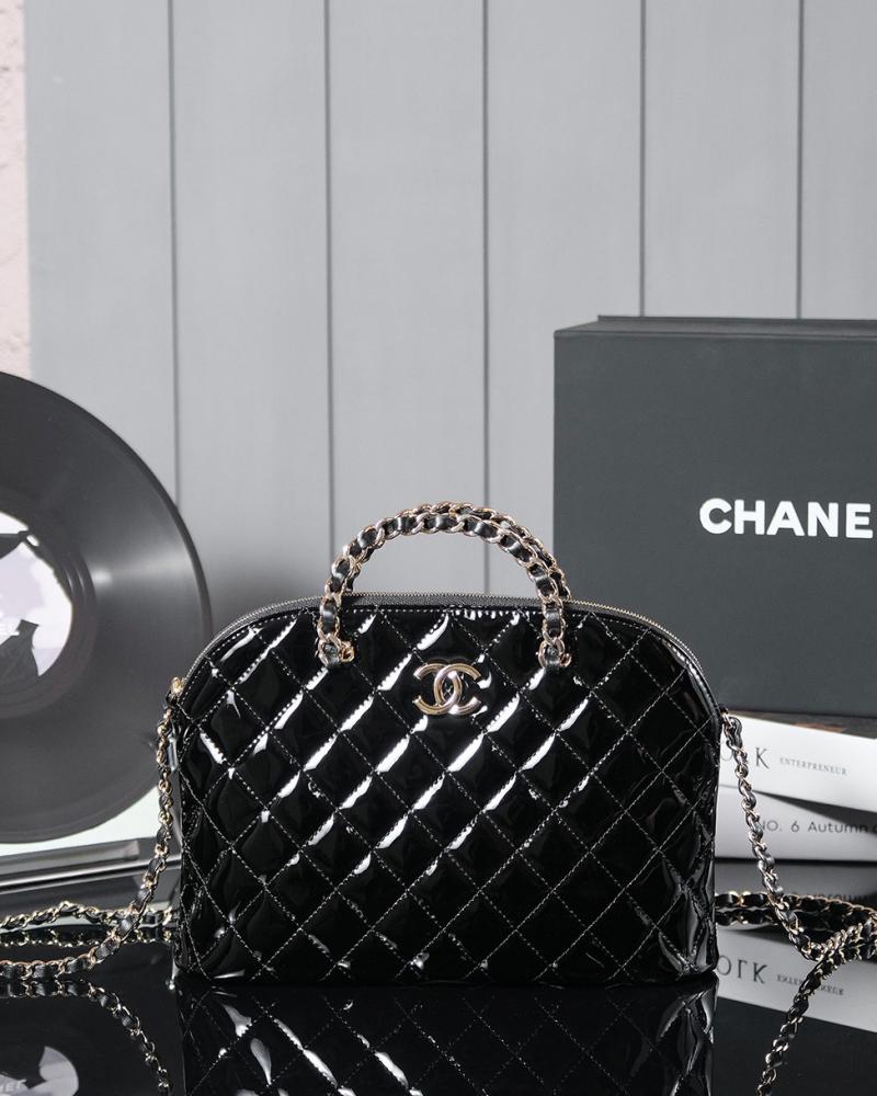 Chanel Patent Leather Small Tote Black AS3969