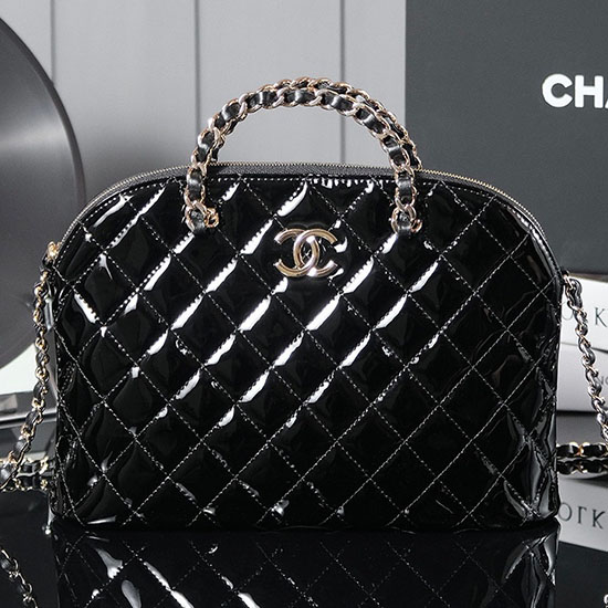 Chanel Patent Leather Small Tote Black AS3969