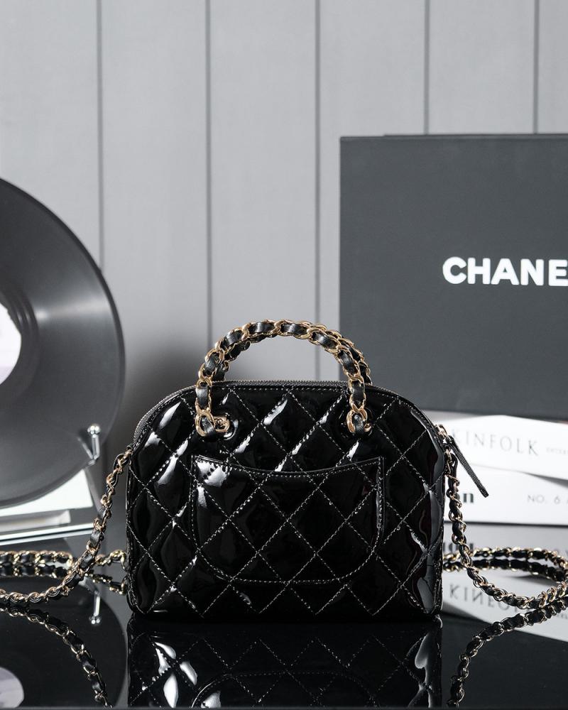 Chanel Patent Leather Small Tote Black AS5130