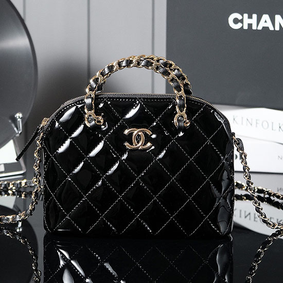 Chanel Patent Leather Small Tote Black AS5130