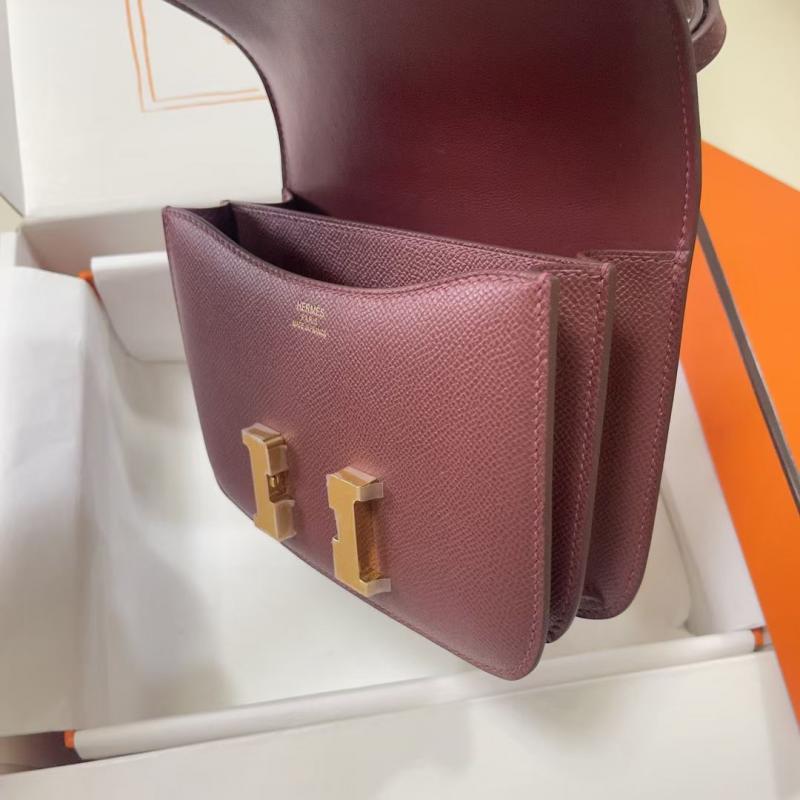 Hermes Epsom Leather Constance Bag HCE1923 Burgundy