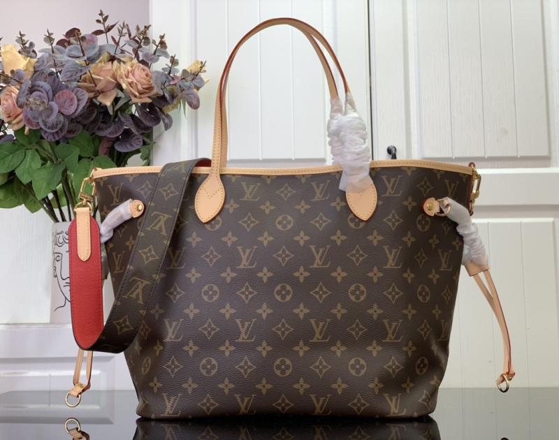 Louis Vuitton Neverfull MM with Strap M12096 Red