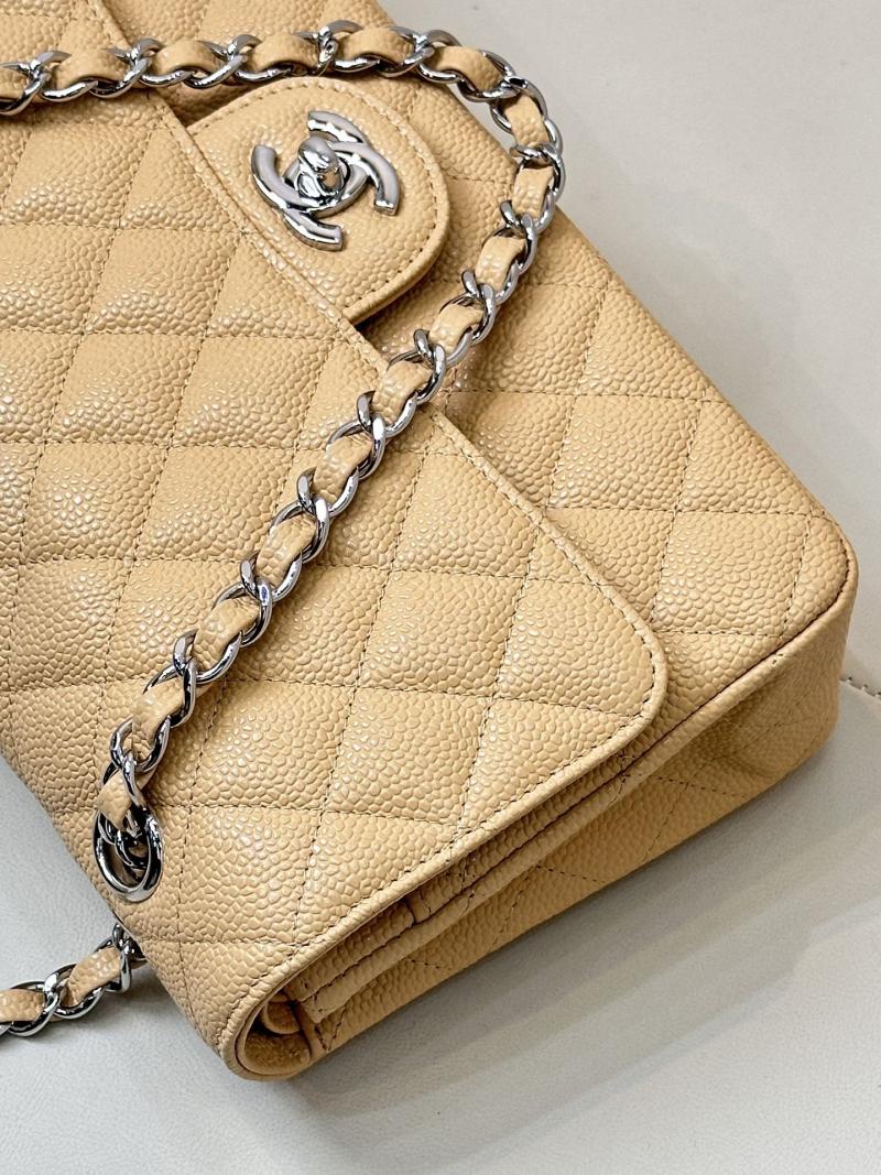 Medium Chanel Grained Calfskin Flap Bag A01112 Beige