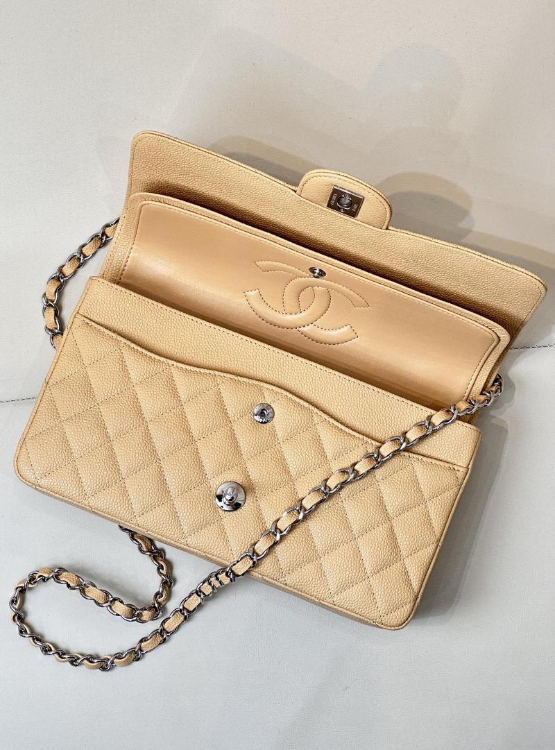 Medium Chanel Grained Calfskin Flap Bag A01112 Beige