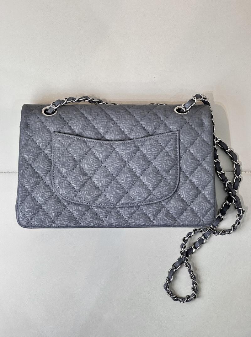 Medium Chanel Grained Calfskin Flap Bag A01112 Grey