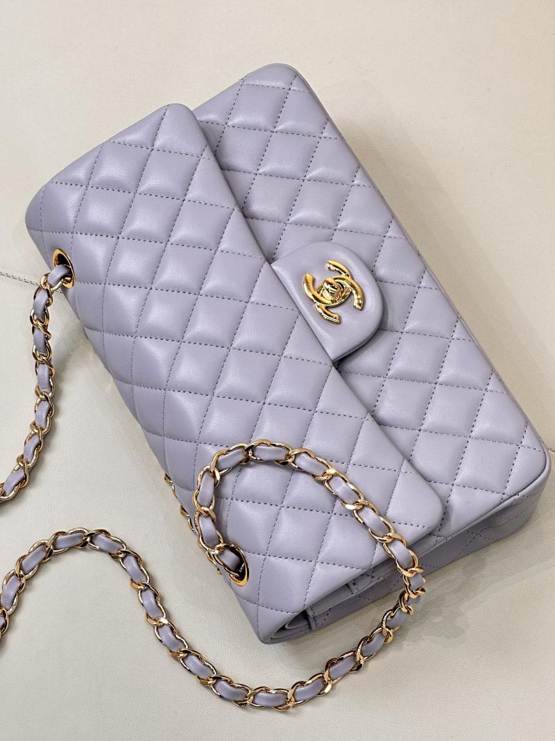 Medium Chanel Grained Calfskin Flap Bag A01112 Light Purple