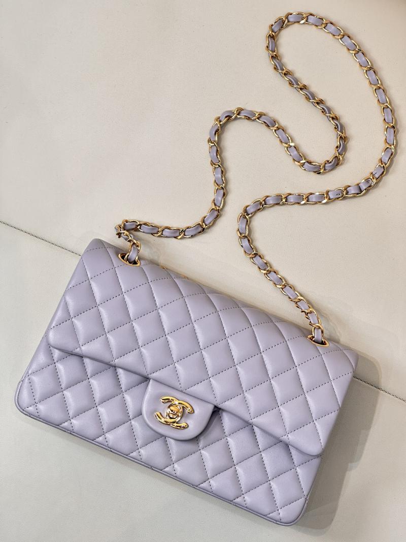 Medium Chanel Grained Calfskin Flap Bag A01112 Light Purple