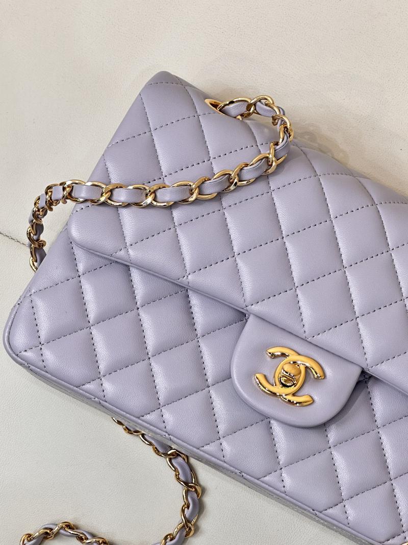 Medium Chanel Grained Calfskin Flap Bag A01112 Light Purple