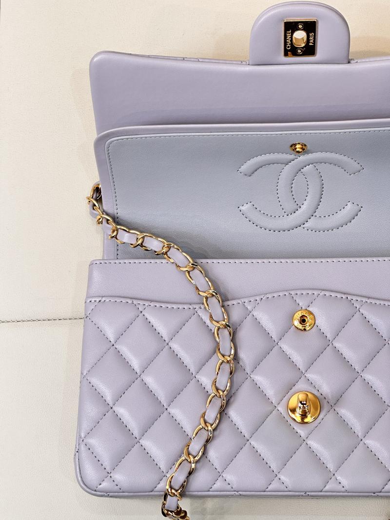 Medium Chanel Grained Calfskin Flap Bag A01112 Light Purple